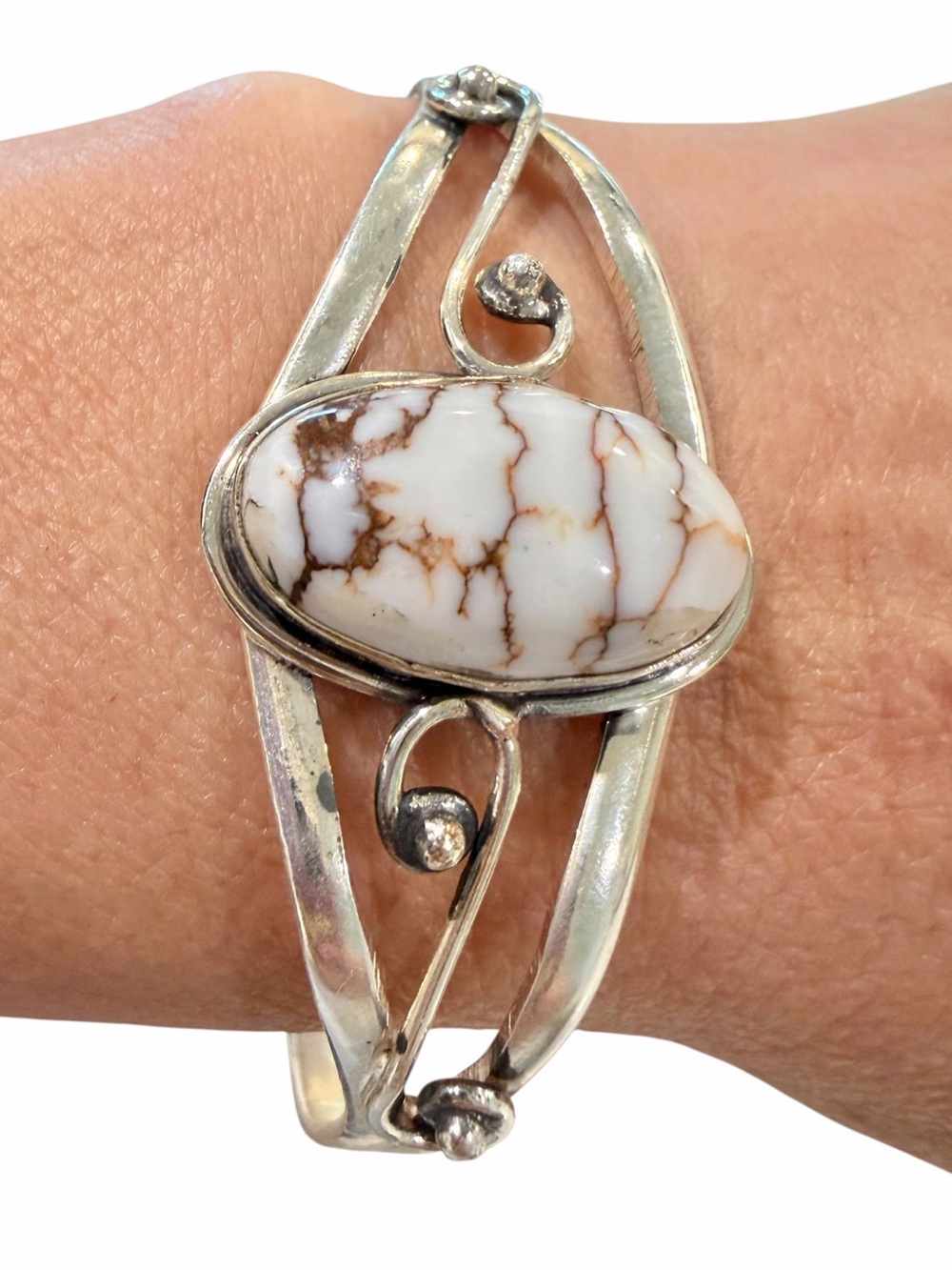 Artisan 925 Sterling Silver Wild Horse Magnesite Cuff Bracelet 20.5g